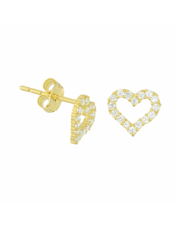 14 krt oorknoppen hart zirkonia - 17121