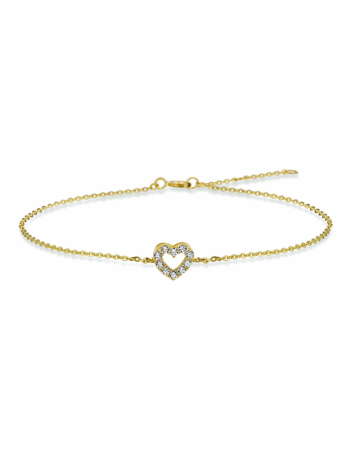 14 krt armband hart zirkonia 1,0 mm 16,5 - 18,5 cm - 17064