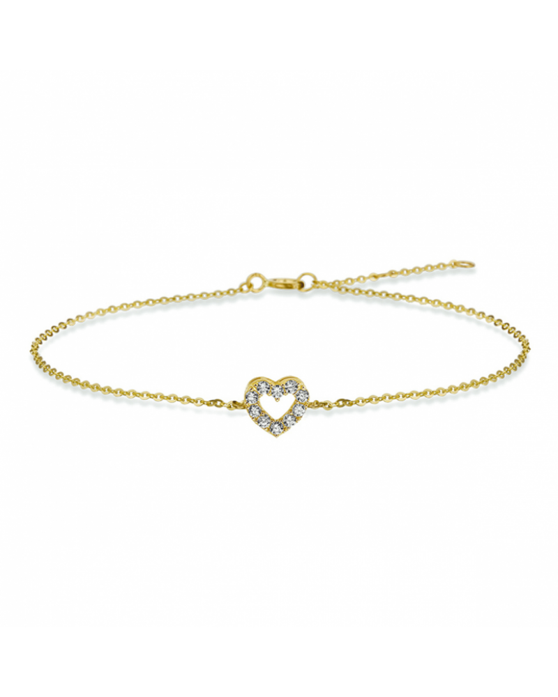 14 krt armband hart zirkonia 1,0 mm 16,5 - 18,5 cm - 17064