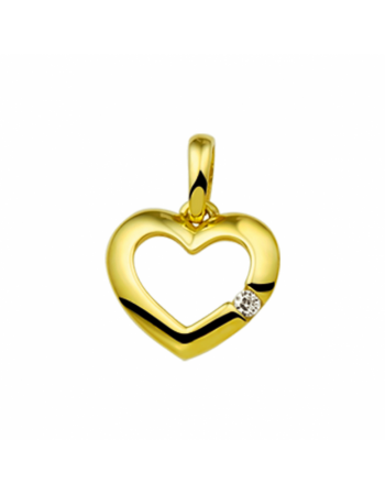 14 krt hanger hart zirkonia - 17193