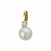 14 krt hanger parel en zirkonia 6 mm - 17195