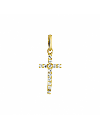 14krt hanger kruis zirkonia - 17197