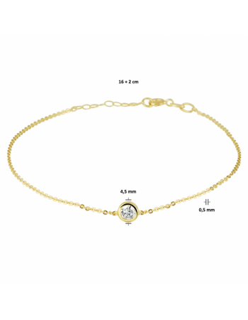 14 krt armband zirkonia 1,0 mm 16 + 2 cm - 17060 14 krt armband zirkonia 1,0 mm 16 + 2 cm - 17060