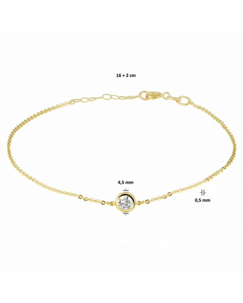 14 krt armband zirkonia 1,0 mm 16 + 2 cm - 17060 14 krt armband zirkonia 1,0 mm 16 + 2 cm - 17060