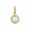 14 krt hanger parel en zirkonia - 17196