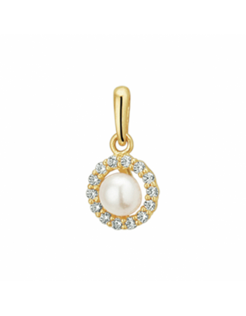 14 krt hanger parel en zirkonia - 17196