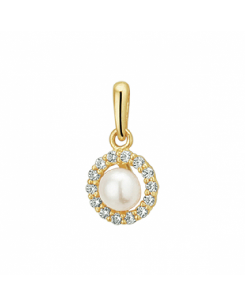 14 krt hanger parel en zirkonia - 17196 14 krt hanger parel en zirkonia - 17196