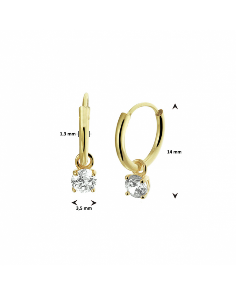 14 krt oorringen met hangers zirkonia - 17123 14 krt oorringen met hangers zirkonia - 17123