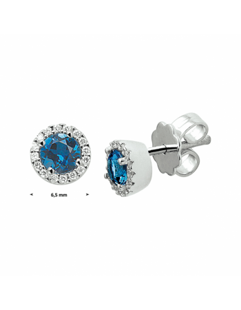 oorknoppen london blue topaas 0.60ct (2x 0.30ct) en diamant 0.10ct (2x0.05ct) g vsi - 15653