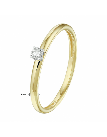 14 krt geelgouden ring diamant 0.09ct h si - 17266
