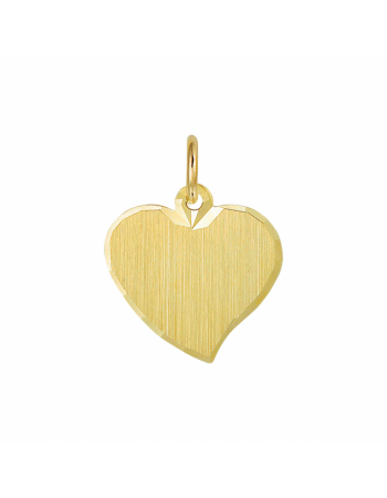 14 krt geelgouden graveerhanger hart mat gediamanteerd - 16598