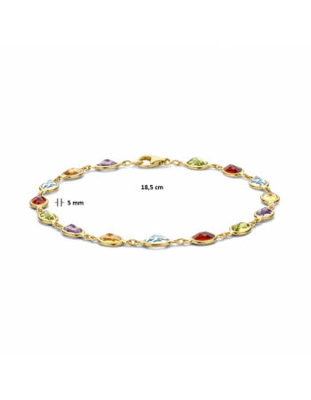 14 krt gouden armband natuurlijke kleurstenen 18,5 cm - 16384