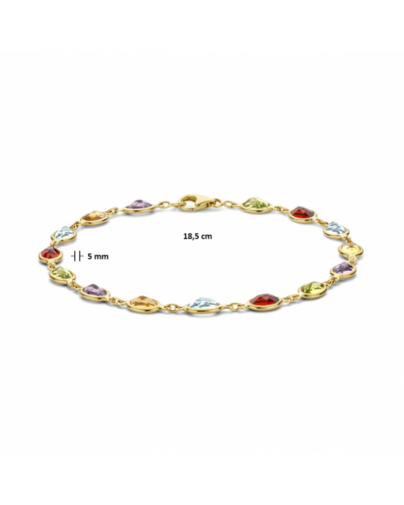 14 krt gouden armband natuurlijke kleurstenen 18,5 cm - 16384 14 krt gouden armband natuurlijke kleurstenen 18,5 cm - 16384