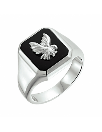 zegelring massief adelaar onyx - 17715