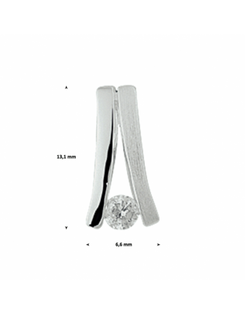 Zilver gerhodineerd hanger zirkonia poli/mat - 15627