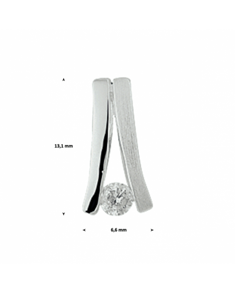 Zilver gerhodineerd hanger zirkonia poli/mat - 15627 Zilver gerhodineerd hanger zirkonia poli/mat - 15627