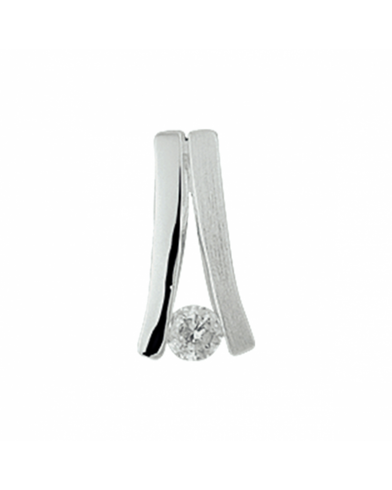 Zilver gerhodineerd hanger zirkonia poli/mat - 15627 Zilver gerhodineerd hanger zirkonia poli/mat - 15627