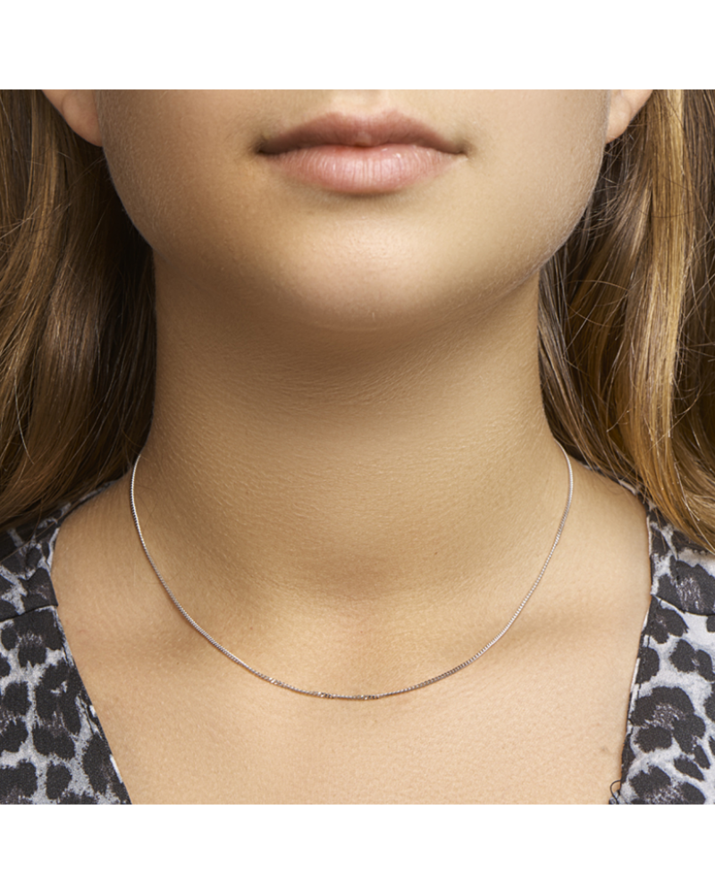 Zilver gerhodineerd gourmette collier 4-zijdes geslepen 1,2 mm - 16251 Zilver gerhodineerd gourmette collier 4-zijdes geslepen 1,2 mm - 16251