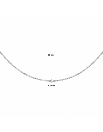 Zilver gerhodineerd gourmette collier 4-zijdes geslepen 1,2 mm - 16251