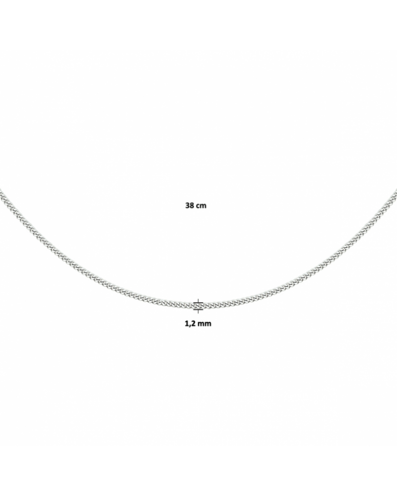 Zilver gerhodineerd gourmette collier 4-zijdes geslepen 1,2 mm - 16251 Zilver gerhodineerd gourmette collier 4-zijdes geslepen 1,2 mm - 16251