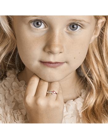 ring bloem en roze zirkonia - 17678